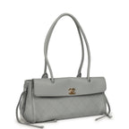 Small "Urban Essential" East West Shopping Tote Light Grey Caviar Gold Hardware