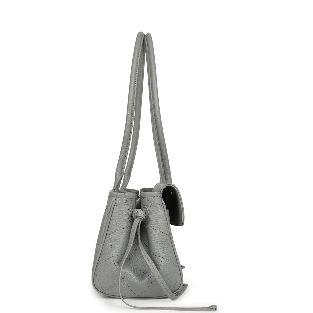 Small "Urban Essential" East West Shopping Tote Light Grey Caviar Gold Hardware