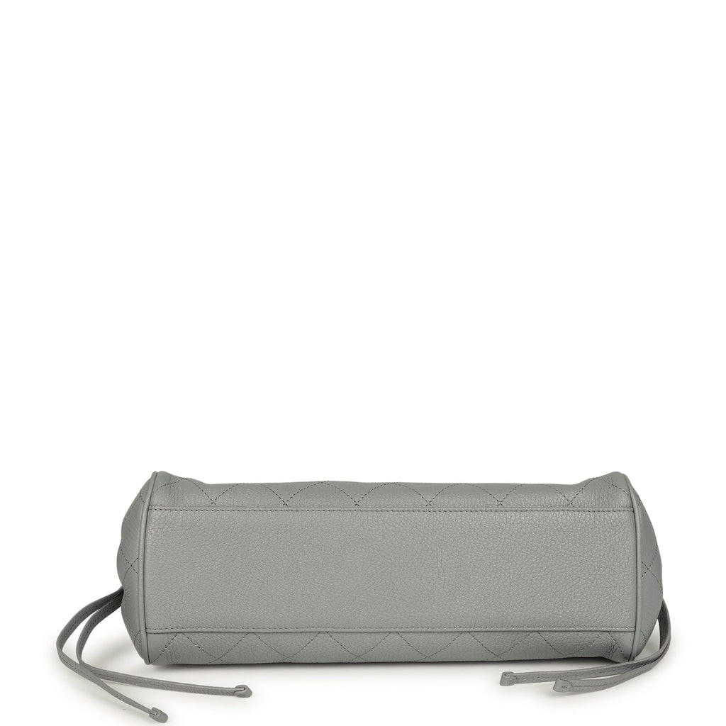 Small "Urban Essential" East West Shopping Tote Light Grey Caviar Gold Hardware