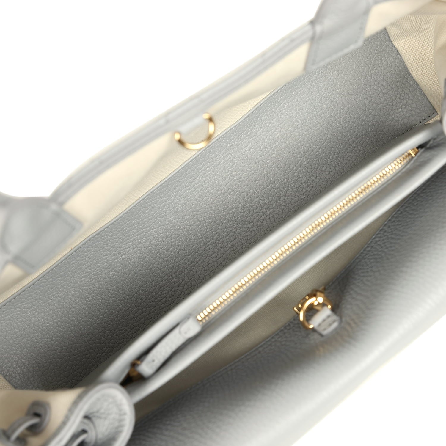 Small "Urban Essential" East West Shopping Tote Light Grey Caviar Gold Hardware
