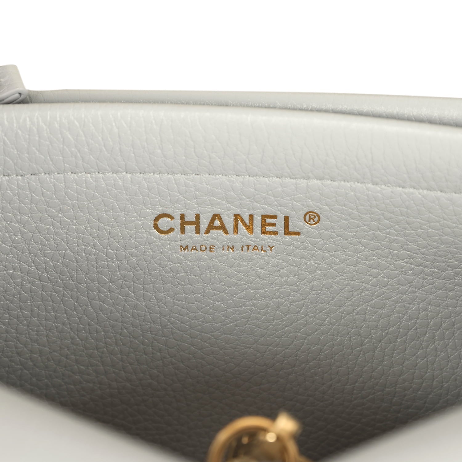 Small "Urban Essential" East West Shopping Tote Light Grey Caviar Gold Hardware