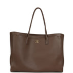 Large Cerf Shopping Bag Brown Calfskin Gold Hardware
