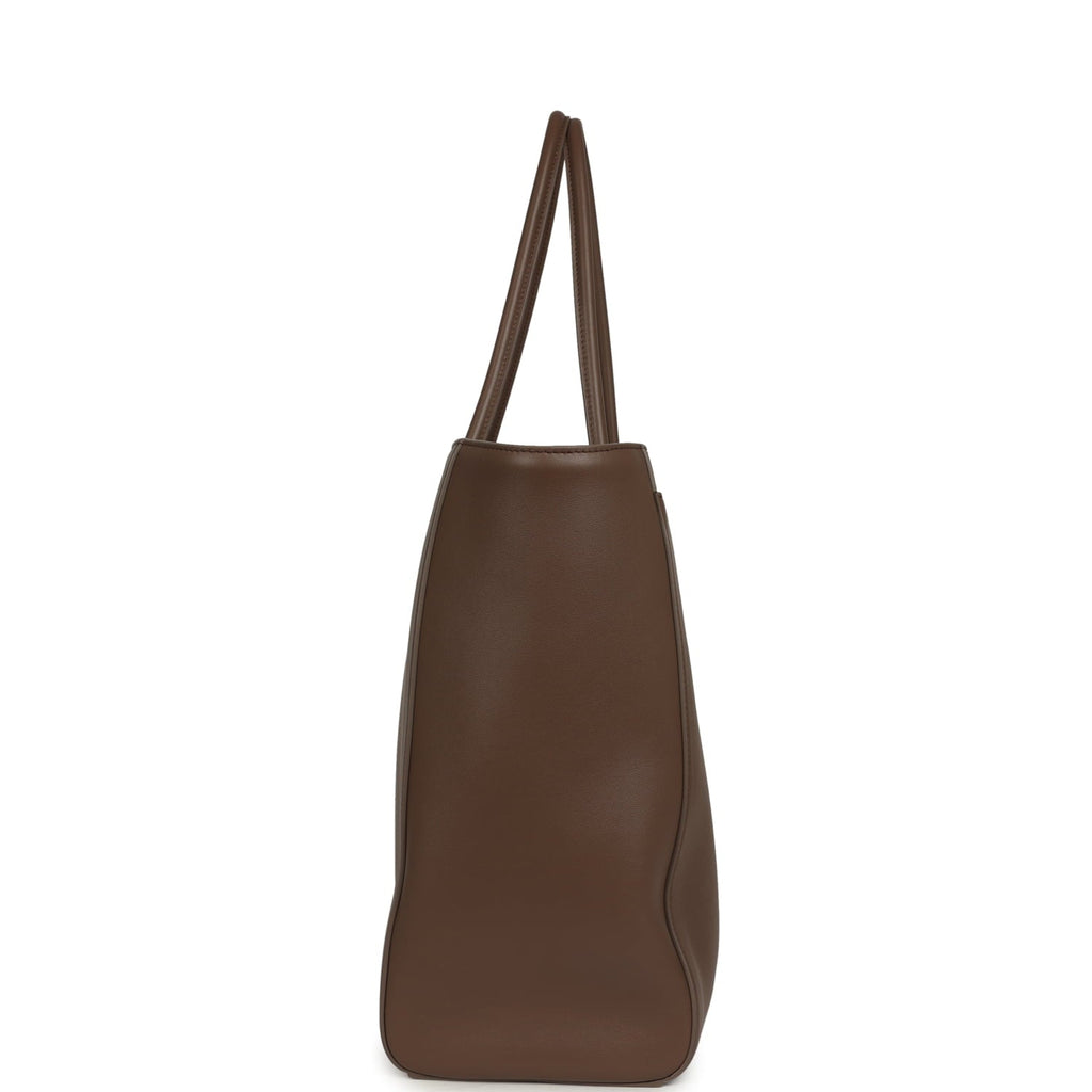 Large Cerf Shopping Bag Brown Calfskin Gold Hardware