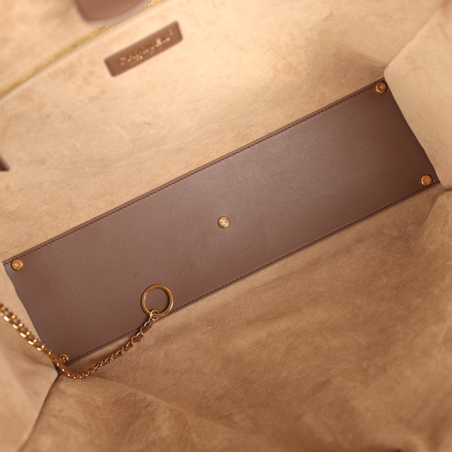 Large Cerf Shopping Bag Brown Calfskin Gold Hardware