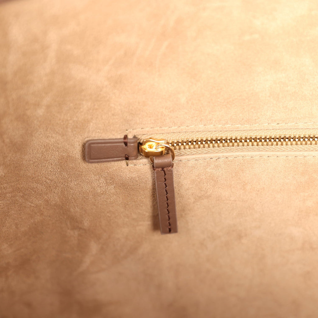 Large Cerf Shopping Bag Brown Calfskin Gold Hardware