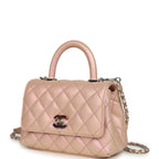 Micro Coco Top Handle Flap Iridescent Pink Shiny Caviar Mixed Metal Hardware