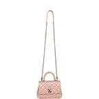 Micro Coco Top Handle Flap Iridescent Pink Shiny Caviar Mixed Metal Hardware