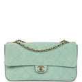 Maxi "Souplissimo" Small Flap Bag Green Beige Suede Gold Hardware