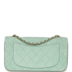 Maxi "Souplissimo" Small Flap Bag Green Beige Suede Gold Hardware