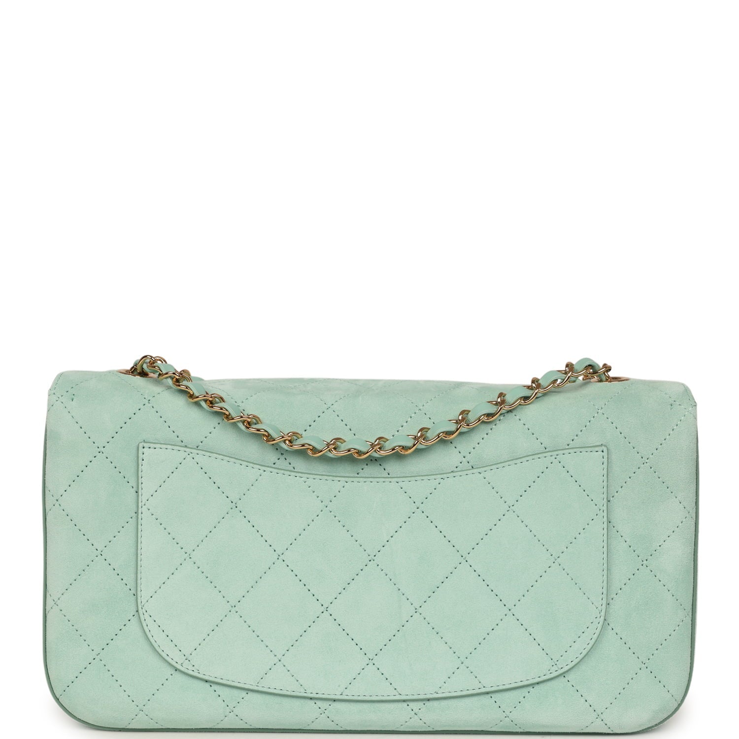 Maxi "Souplissimo" Small Flap Bag Green Beige Suede Gold Hardware