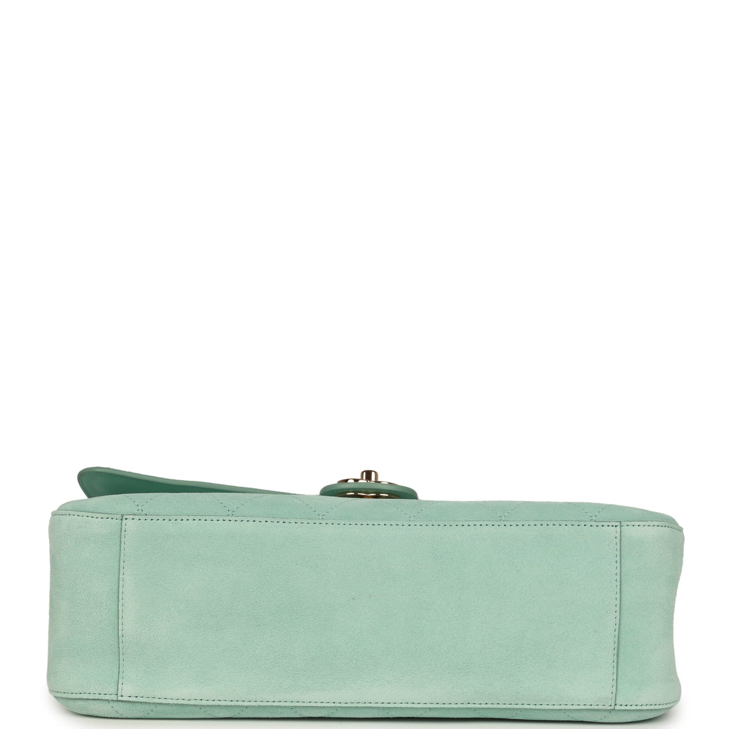 Maxi "Souplissimo" Small Flap Bag Green Beige Suede Gold Hardware