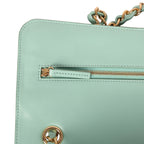 Maxi "Souplissimo" Small Flap Bag Green Beige Suede Gold Hardware