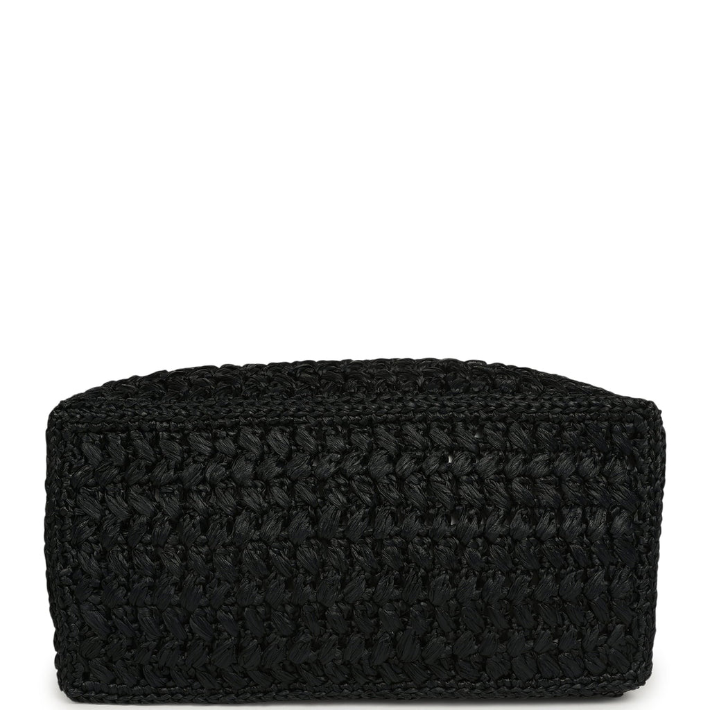 Coco Beach CC Shopping Tote Black Raffia and Calfskin Gold Hardware