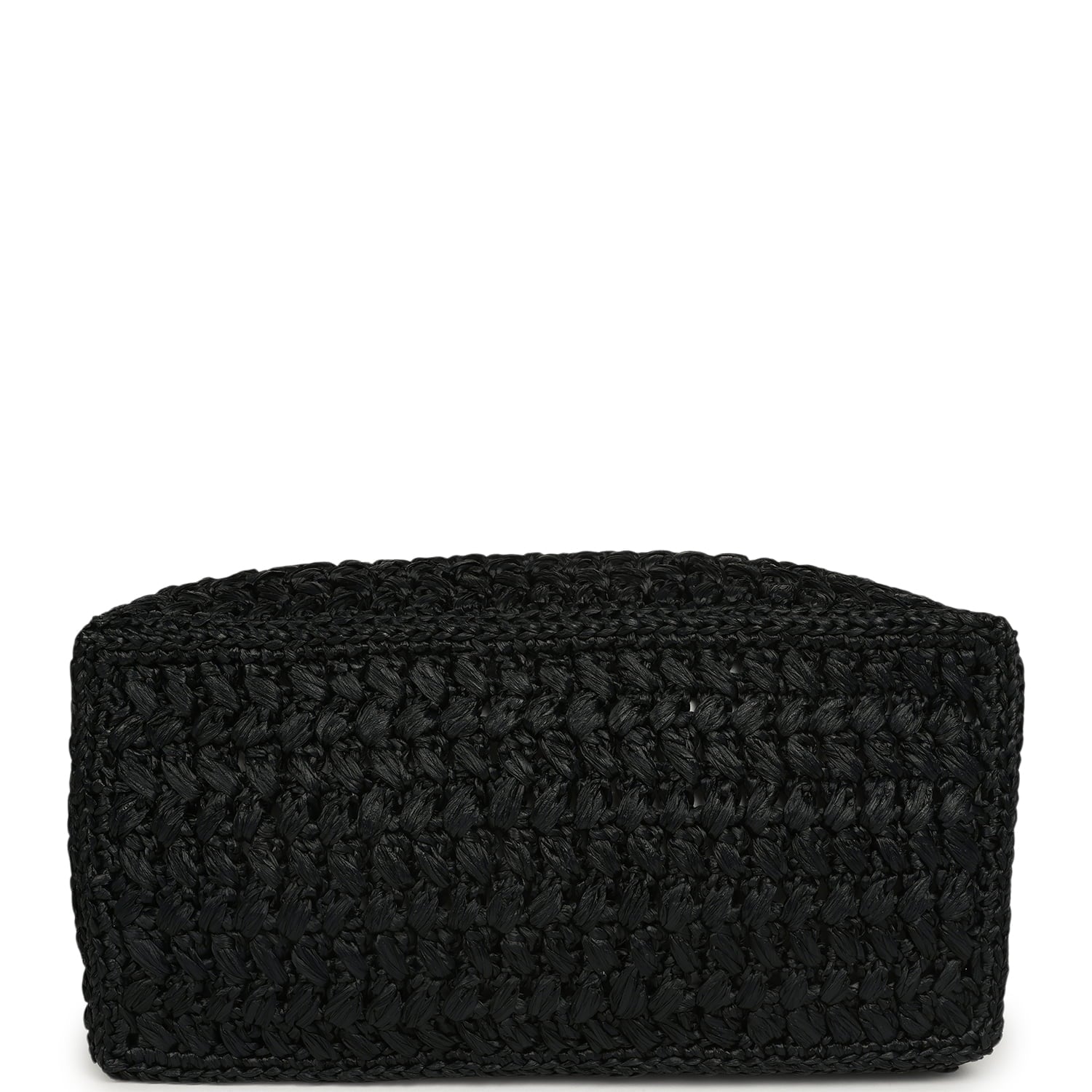 Coco Beach CC Shopping Tote Black Raffia and Calfskin Gold Hardware