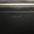 Coco Beach CC Shopping Tote Black Raffia and Calfskin Gold Hardware