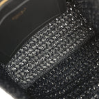 Coco Beach CC Shopping Tote Black Raffia and Calfskin Gold Hardware