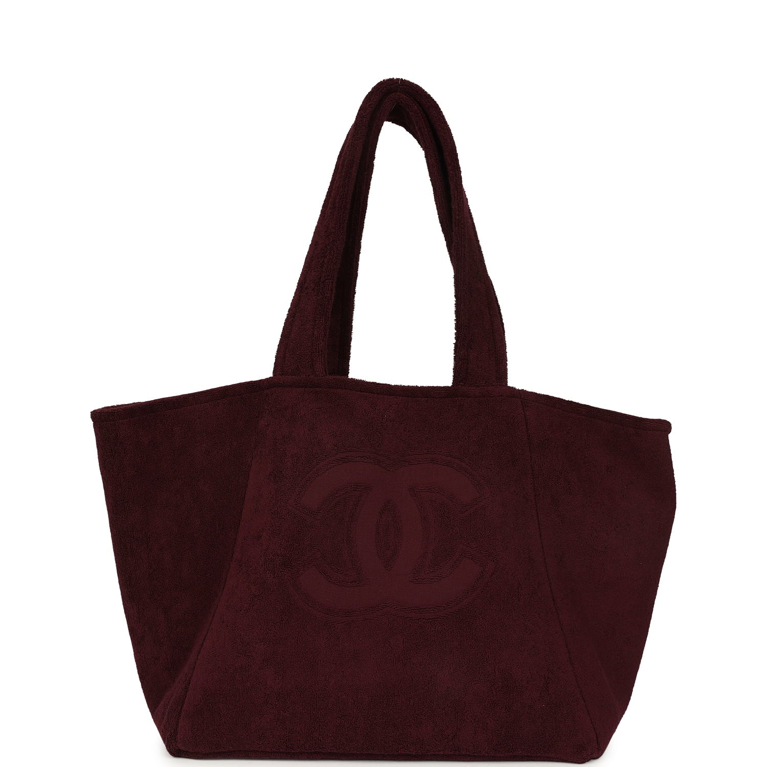 Coco Beach CC Beach Tote Bag & Towel Set Burgundy Terry Silver Hardware