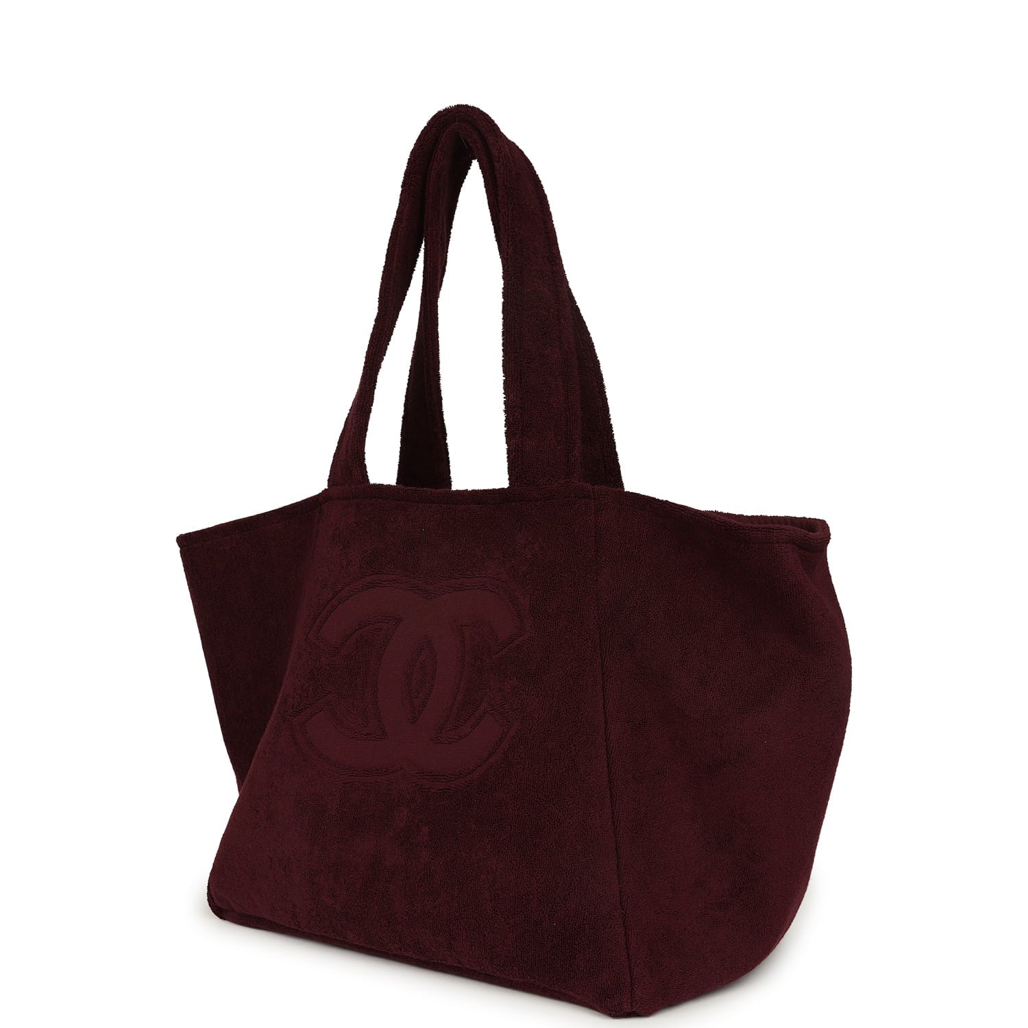 Coco Beach CC Beach Tote Bag & Towel Set Burgundy Terry Silver Hardware