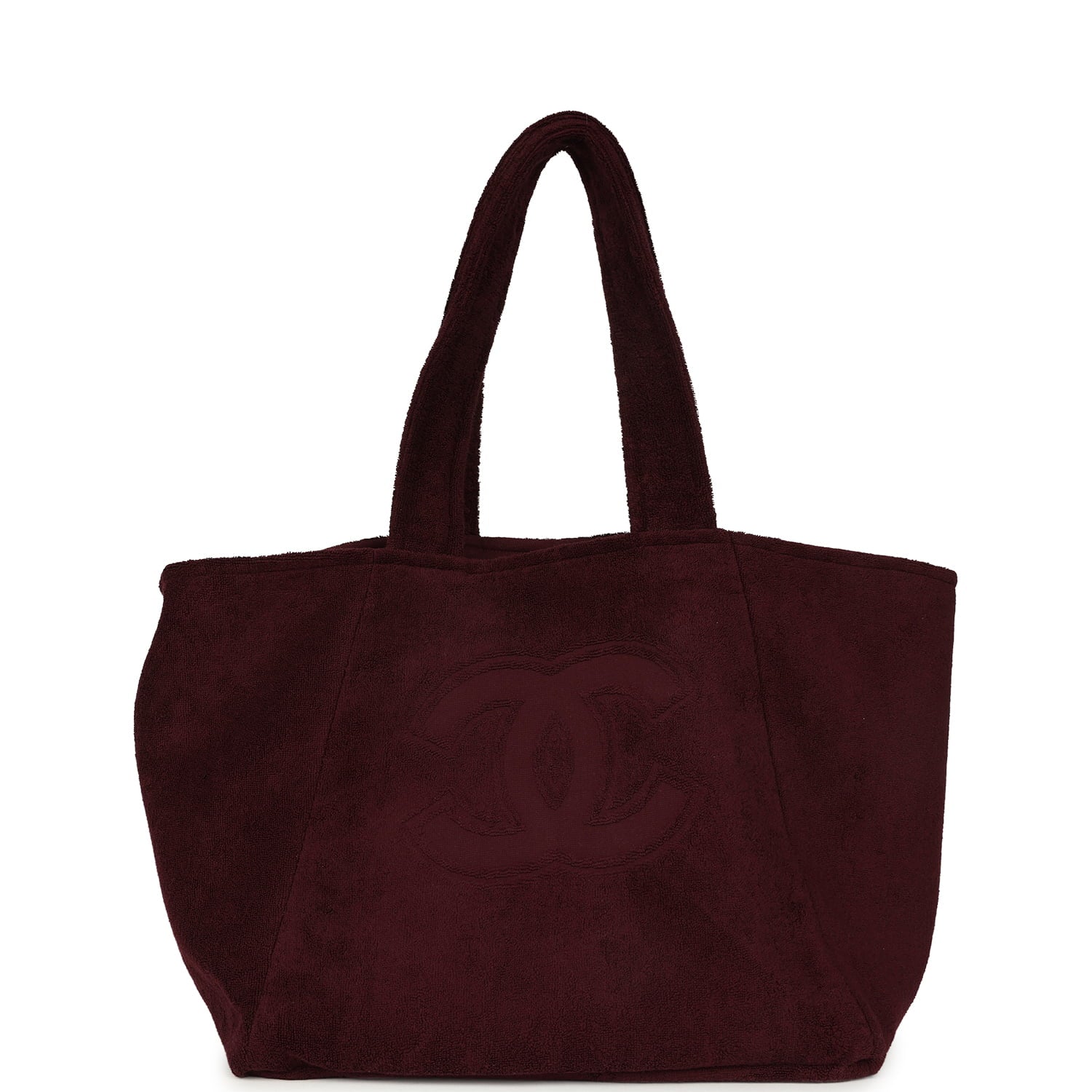 Coco Beach CC Beach Tote Bag & Towel Set Burgundy Terry Silver Hardware