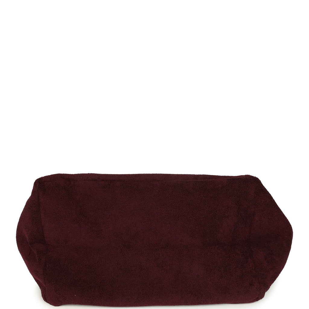 Coco Beach CC Beach Tote Bag & Towel Set Burgundy Terry Silver Hardware