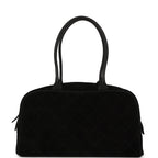 Large "Perfect Bowling" Bag Black Suede Gold Hardware