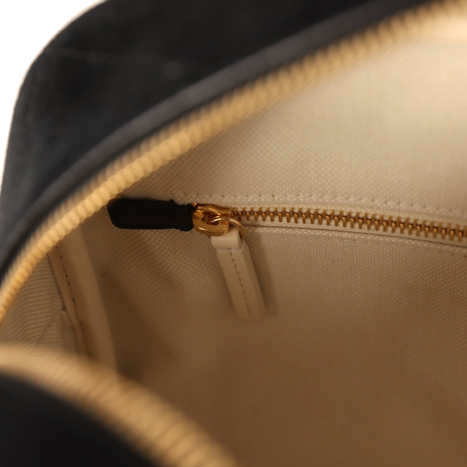 Large "Perfect Bowling" Bag Black Suede Gold Hardware