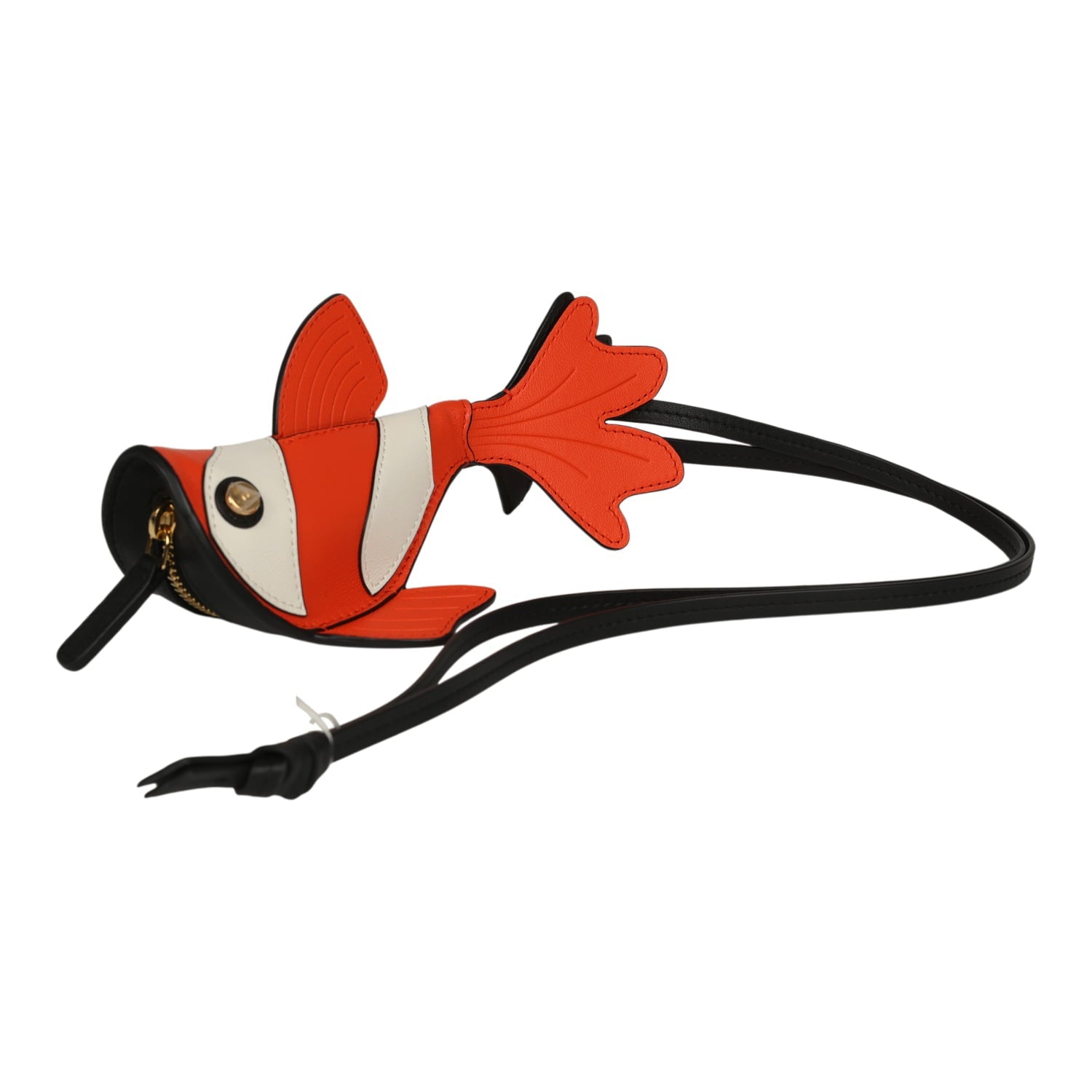 Coco Beach Mini Clownfish Bag Charm Orange, White, Black Lambskin Gold Hardware