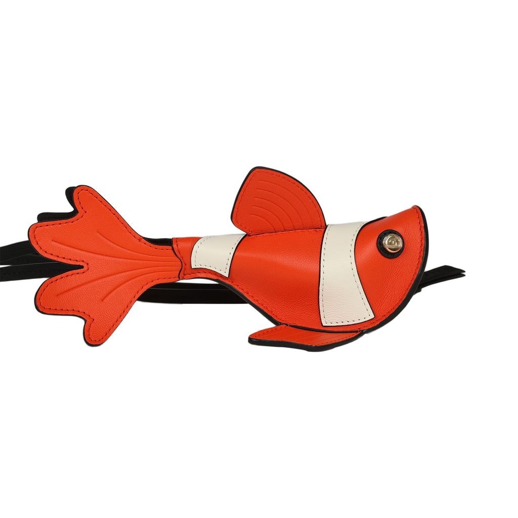 Coco Beach Mini Clownfish Bag Charm Orange, White, Black Lambskin Gold Hardware