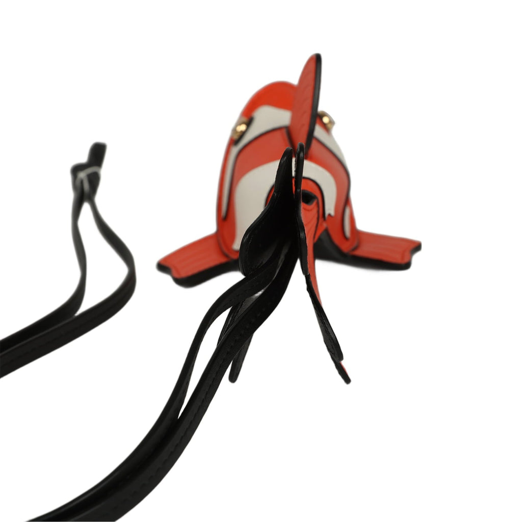 Coco Beach Mini Clownfish Bag Charm Orange, White, Black Lambskin Gold Hardware