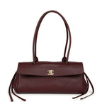 Small "Urban Essential" East West Shopping Tote Dark Burgundy Caviar Gold Hardware