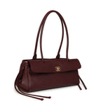 Small "Urban Essential" East West Shopping Tote Dark Burgundy Caviar Gold Hardware