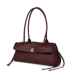 Small "Urban Essential" East West Shopping Tote Dark Burgundy Caviar Gold Hardware