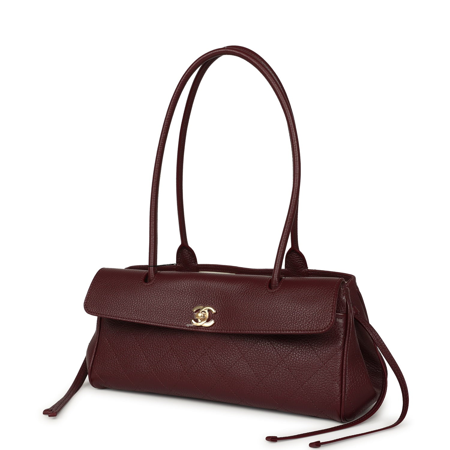 Small "Urban Essential" East West Shopping Tote Dark Burgundy Caviar Gold Hardware