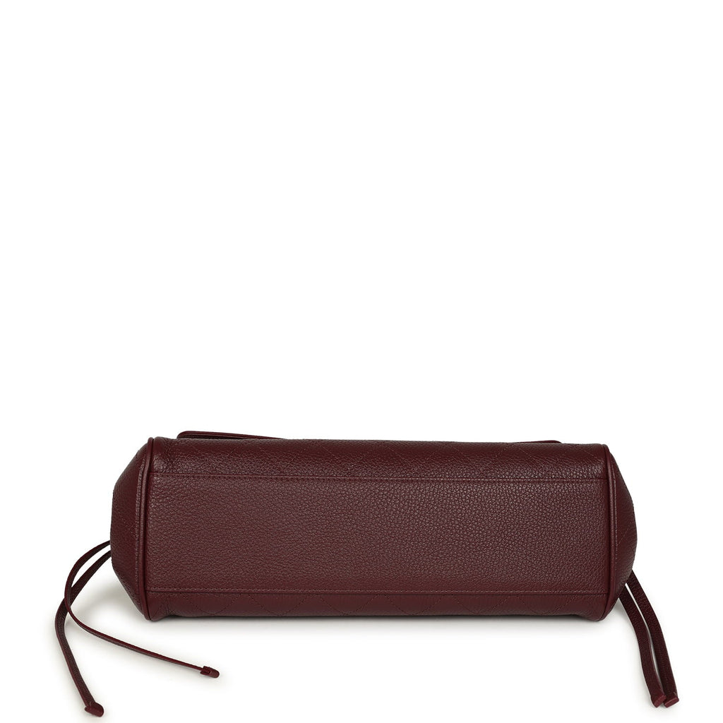 Small "Urban Essential" East West Shopping Tote Dark Burgundy Caviar Gold Hardware