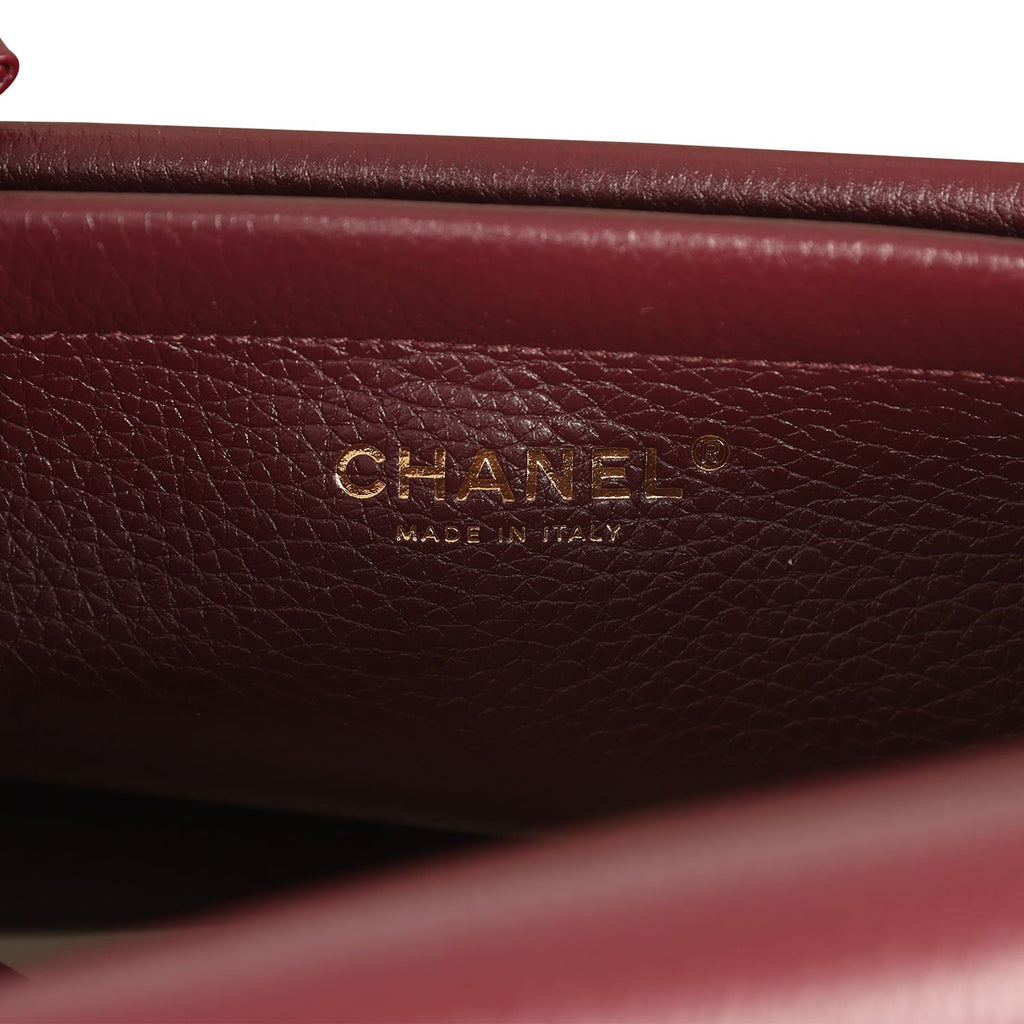 Small "Urban Essential" East West Shopping Tote Dark Burgundy Caviar Gold Hardware