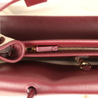 Small "Urban Essential" East West Shopping Tote Dark Burgundy Caviar Gold Hardware