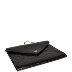 Envelope Clutch with Chain Black Croc Embossed Calfskin Gold Hardware