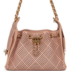 Mini 25 Hobo Bag Light Pink Perforated Calfskin Antique Gold Hardware