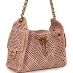 Mini 25 Hobo Bag Light Pink Perforated Calfskin Antique Gold Hardware