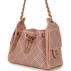 Mini 25 Hobo Bag Light Pink Perforated Calfskin Antique Gold Hardware