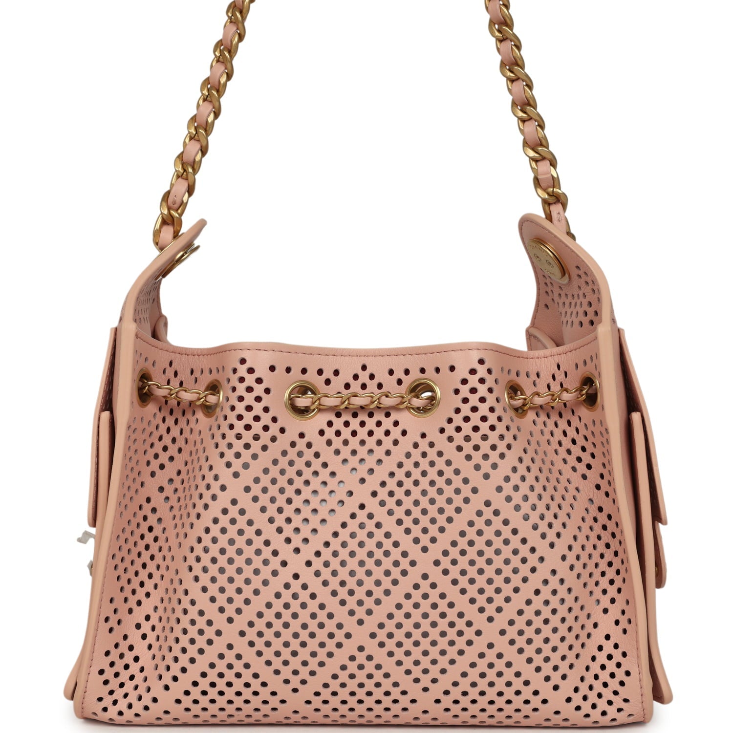 Mini 25 Hobo Bag Light Pink Perforated Calfskin Antique Gold Hardware