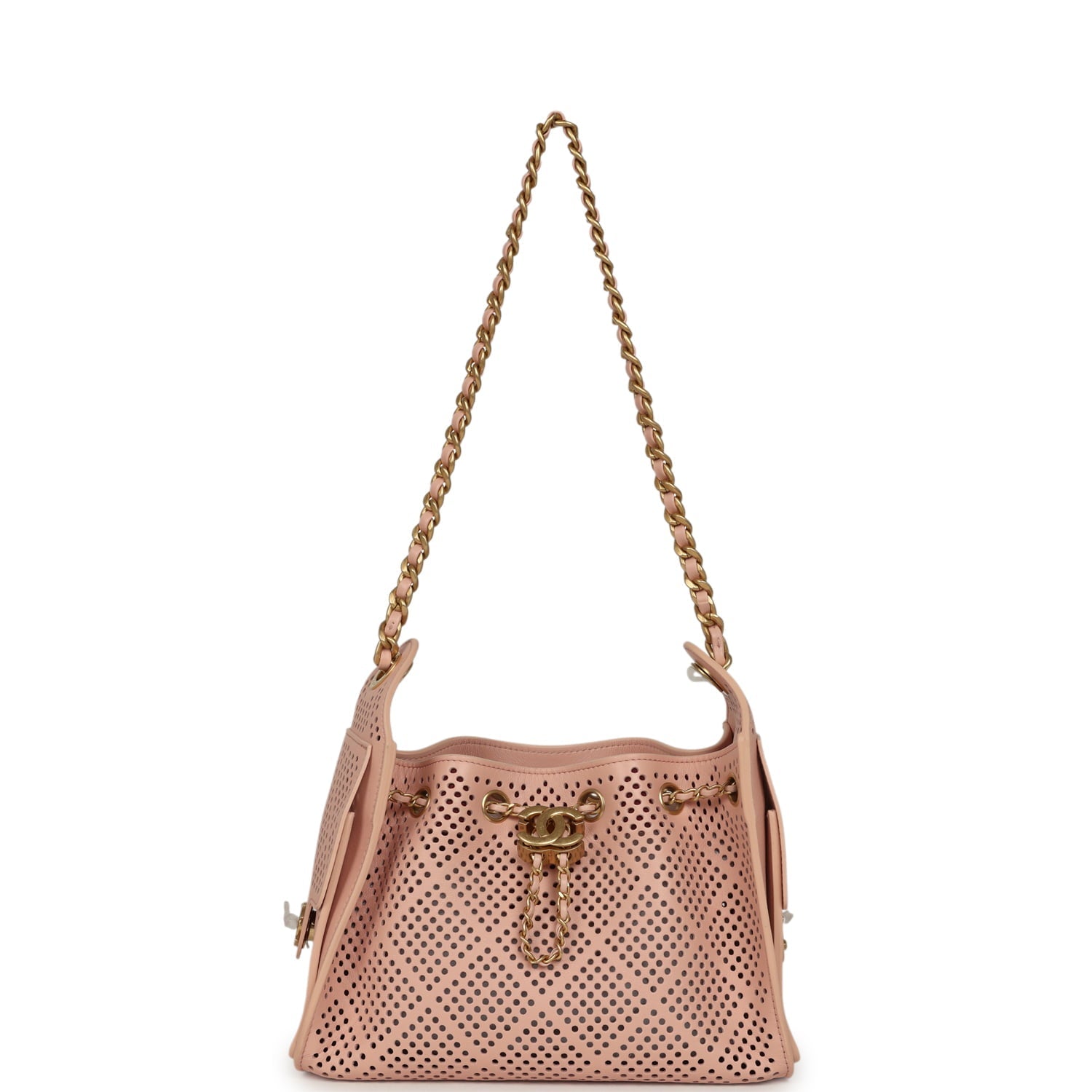 Mini 25 Hobo Bag Light Pink Perforated Calfskin Antique Gold Hardware