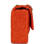 Small Coco Beach Small Flap Bag Orange Braided Raffia Gold Hardware