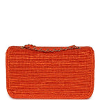 Small Coco Beach Small Flap Bag Orange Braided Raffia Gold Hardware