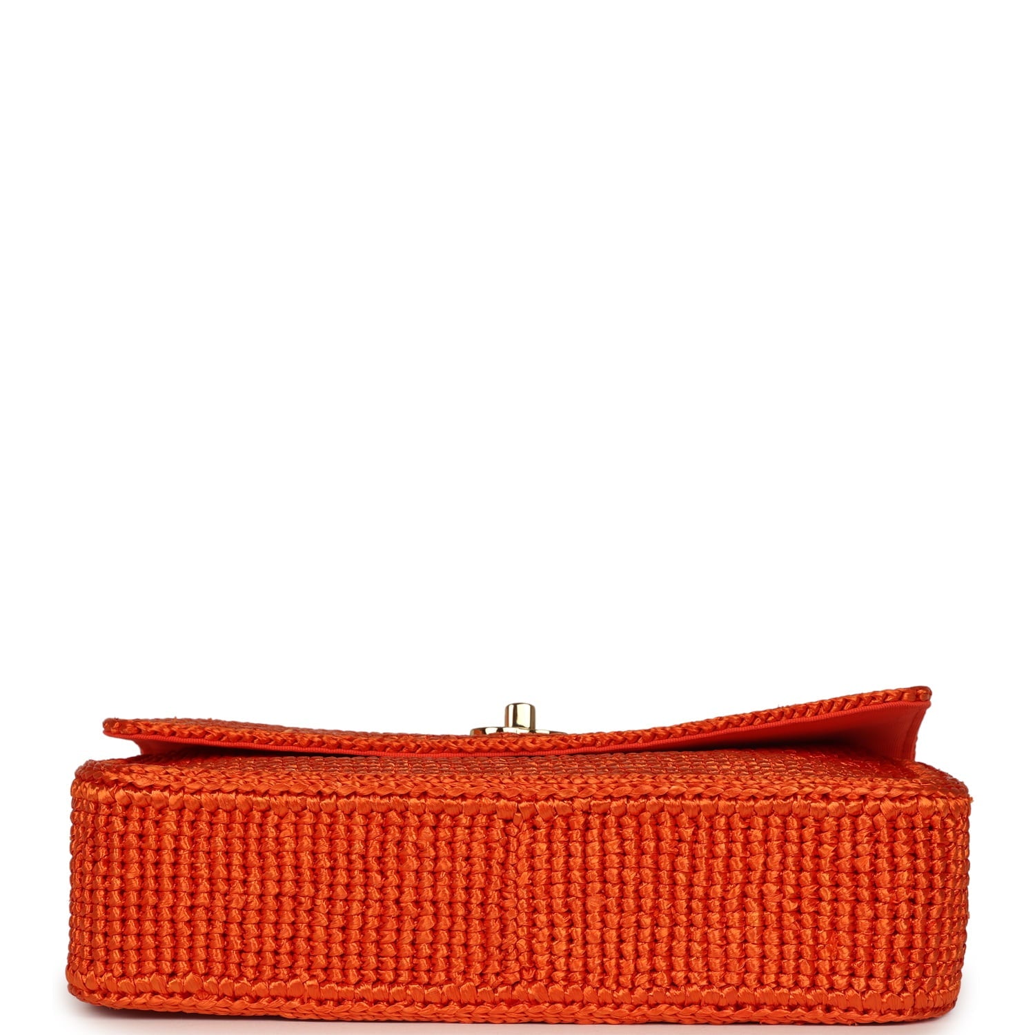 Small Coco Beach Small Flap Bag Orange Braided Raffia Gold Hardware