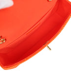 Small Coco Beach Small Flap Bag Orange Braided Raffia Gold Hardware