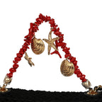 Small Coco Beach Macrame Charms Flap Bag Black Mesh Gold Hardware