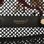 Small Coco Beach Macrame Charms Flap Bag Black Mesh Gold Hardware