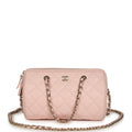 Mini Timeless Classic Barrel Bag with Chain Light Pink Shiny Caviar Light Gold Hardware