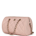 Mini Timeless Classic Barrel Bag with Chain Light Pink Shiny Caviar Light Gold Hardware